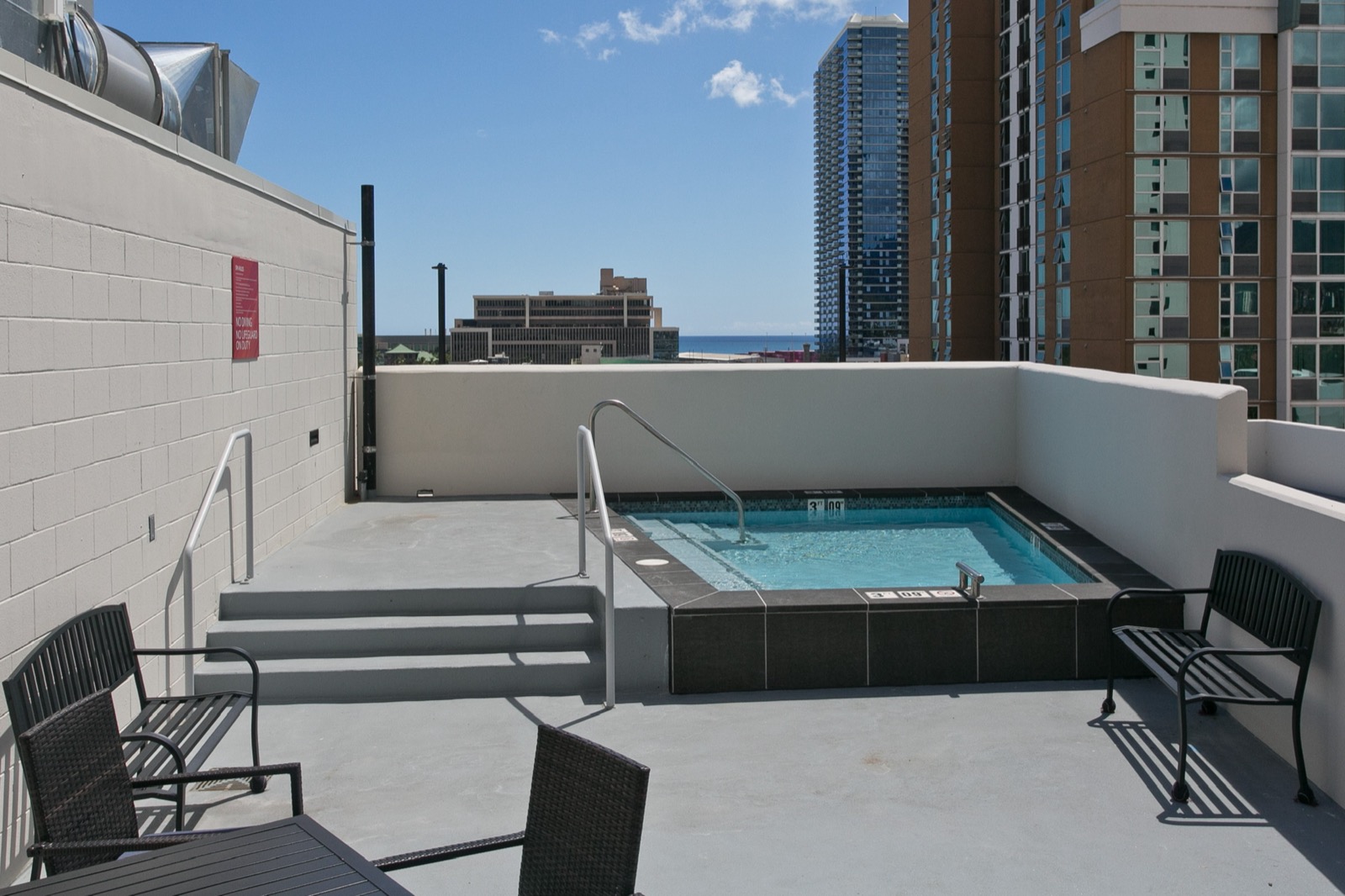 Rooftop pool with ocean views